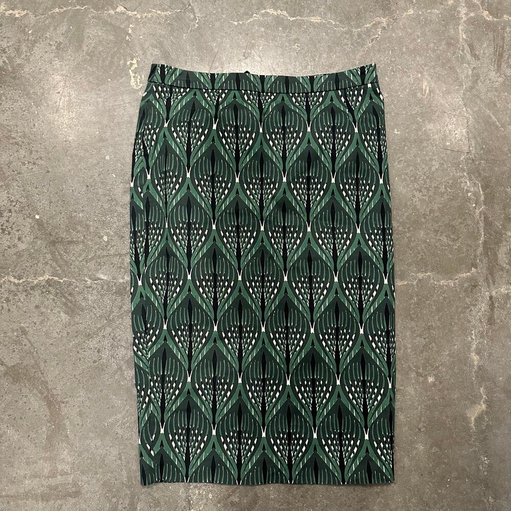 Chloe Stora Green Straight Pencil Skirt Patterned sz FR 38 US 6